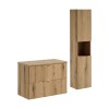 Set mobilier de baie Nova Oak, PAL melaminat, stejar evoke, blat stejar evoke, L.80 cm, dulap inalt H.140 cm, SET-NOA B OAK 80CM S HC