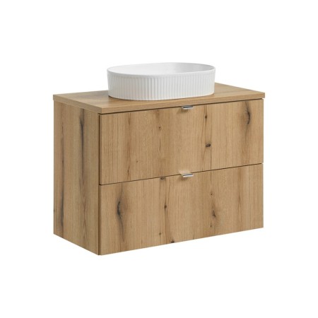 Set mobilier de baie Nova Oak, PAL melaminat, stejar evoke, blat stejar evoke, L.80 cm, lavoar Beyond, SET-NOA B OAK 80CM S UN BEYOND 5 WH