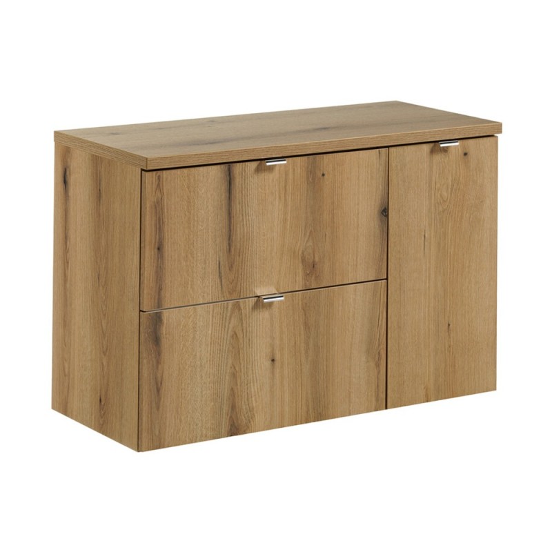 Set mobilier de baie Nova Oak, PAL melaminat, stejar evoke, blat stejar evoke, L.90 cm, SET-NOA B OAK 90CM S