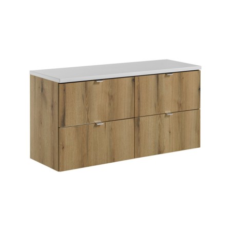 Set mobilier de baie Nova Oak, PAL melaminat, stejar evoke, blat alb mat, L.120 cm, SET-NOA B WHITE 120CM S