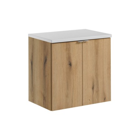 Set mobilier de baie Nova Oak, PAL melaminat, stejar evoke, blat alb mat, L.60 cm, SET-NOA B WHITE 60CM D