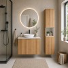 Set mobilier de baie Nova Oak, PAL melaminat, stejar evoke, blat alb mat, L.80 cm, dulap inalt H.140 cm, SET-NOA B WHITE 80CM D HC