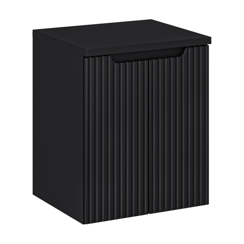 Set mobilier de baie Nova Black, MDF, PAL melaminat, negru mat, blat negru mat, L.50 cm, SET-NOB B BLACK 50CM D