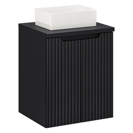 Set mobilier de baie Nova Black, MDF, PAL melaminat, negru mat, blat negru mat, L.50 cm, lavoar Gaja, SET-NOB B BLACK 50CM D UN GAJA 35