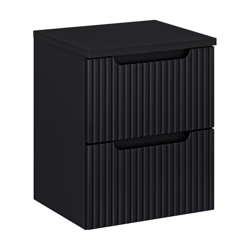 Set mobilier de baie Nova Black, MDF, PAL melaminat, negru mat, blat negru mat, L.50 cm, SET-NOB B BLACK 50CM S