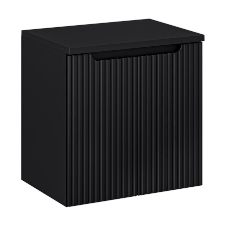 Set mobilier de baie Nova Black, MDF, PAL melaminat, negru mat, blat negru mat, L.60 cm, SET-NOB B BLACK 60CM D