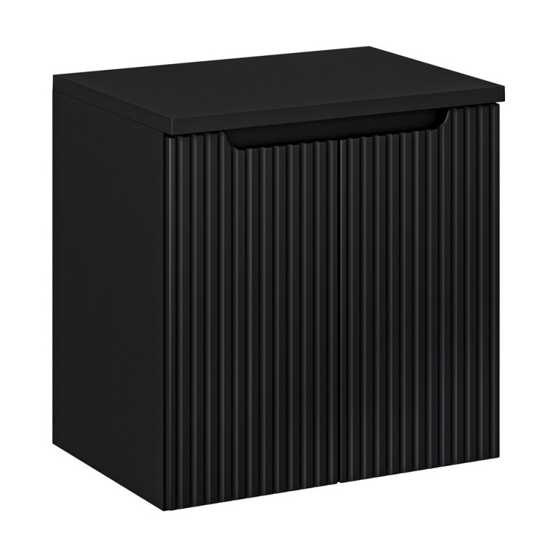 Set mobilier de baie Nova Black, MDF, PAL melaminat, negru mat, blat negru mat, L.60 cm, SET-NOB B BLACK 60CM D