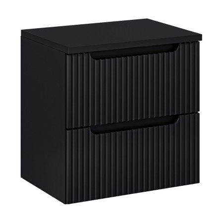 Set mobilier de baie Nova Black, MDF, PAL melaminat, negru mat, blat negru mat, L.60 cm, SET-NOB B BLACK 60CM S
