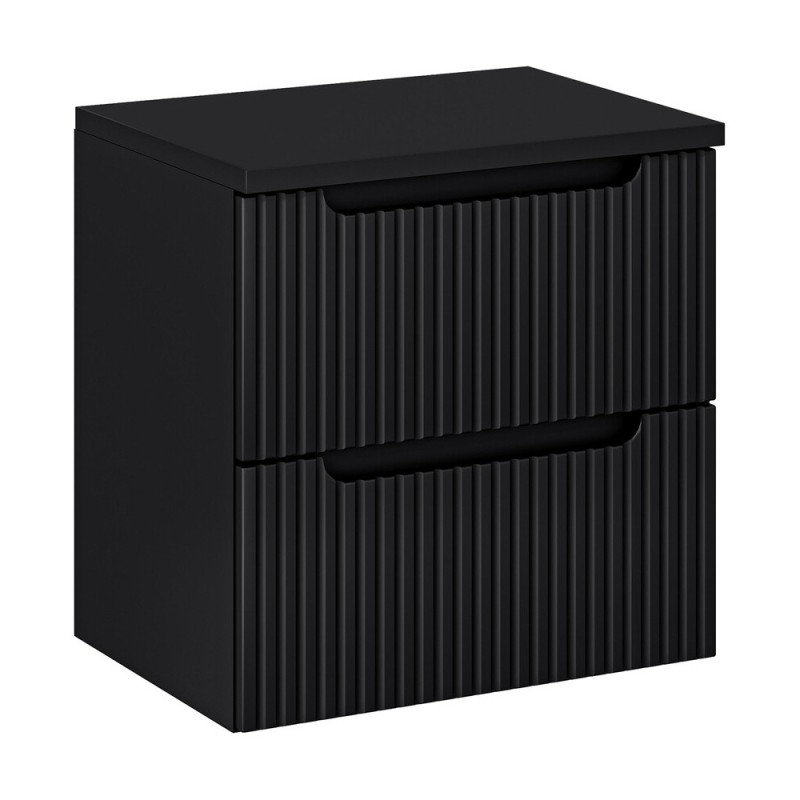 Set mobilier de baie Nova Black, MDF, PAL melaminat, negru mat, blat negru mat, L.60 cm, SET-NOB B BLACK 60CM S