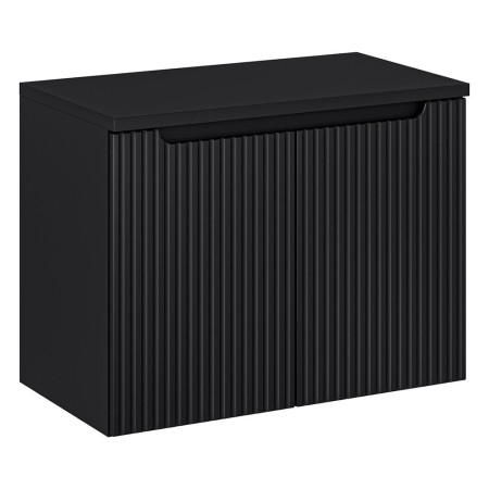 Set mobilier de baie Nova Black, MDF, PAL melaminat, negru mat, blat negru mat, L.80 cm, SET-NOB B BLACK 80CM D