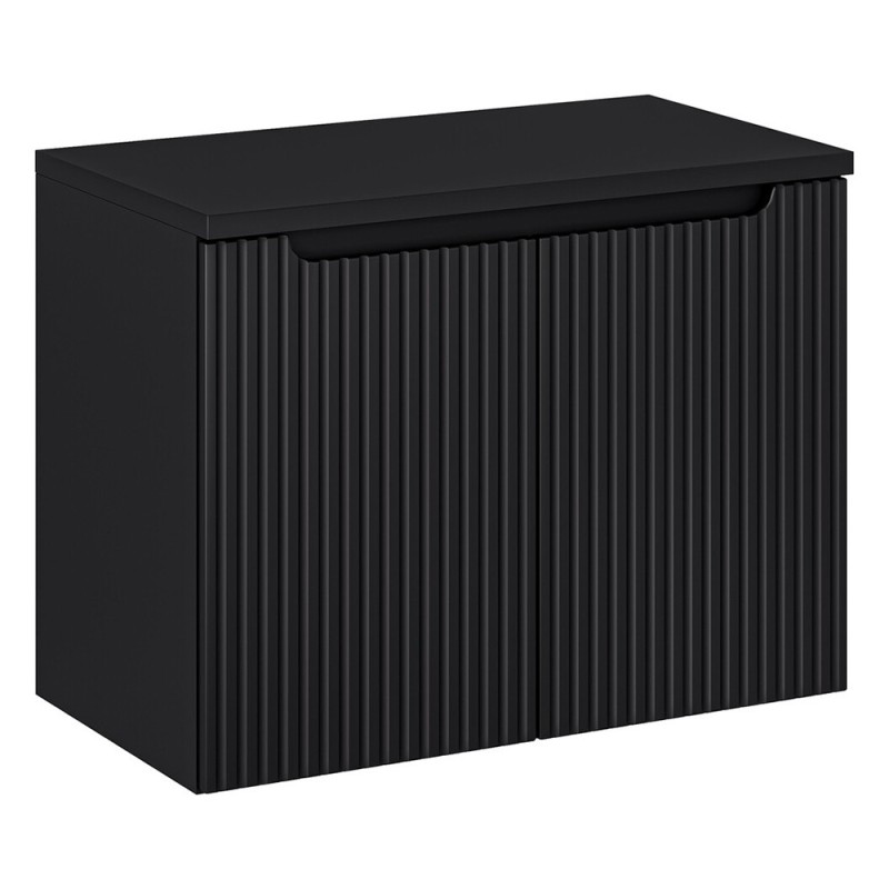 Set mobilier de baie Nova Black, MDF, PAL melaminat, negru mat, blat negru mat, L.80 cm, SET-NOB B BLACK 80CM D