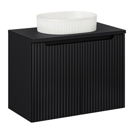 Set mobilier de baie Nova Black, MDF, PAL melaminat, negru mat, blat negru mat, L.80 cm, lavoar Beyond, SET-NOB B BLACK 80CM D UN BEYOND 5 WH