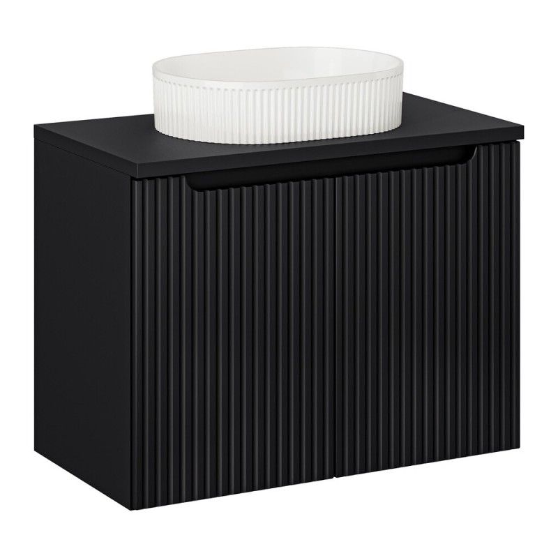 Set mobilier de baie Nova Black, MDF, PAL melaminat, negru mat, blat negru mat, L.80 cm, lavoar Beyond, SET-NOB B BLACK 80CM D UN BEYOND 5 WH