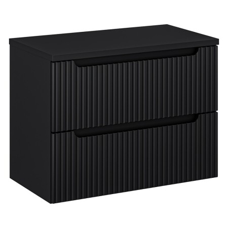 Set mobilier de baie Nova Black, MDF, PAL melaminat, negru mat, blat negru mat, L.80 cm, SET-NOB B BLACK 80CM S