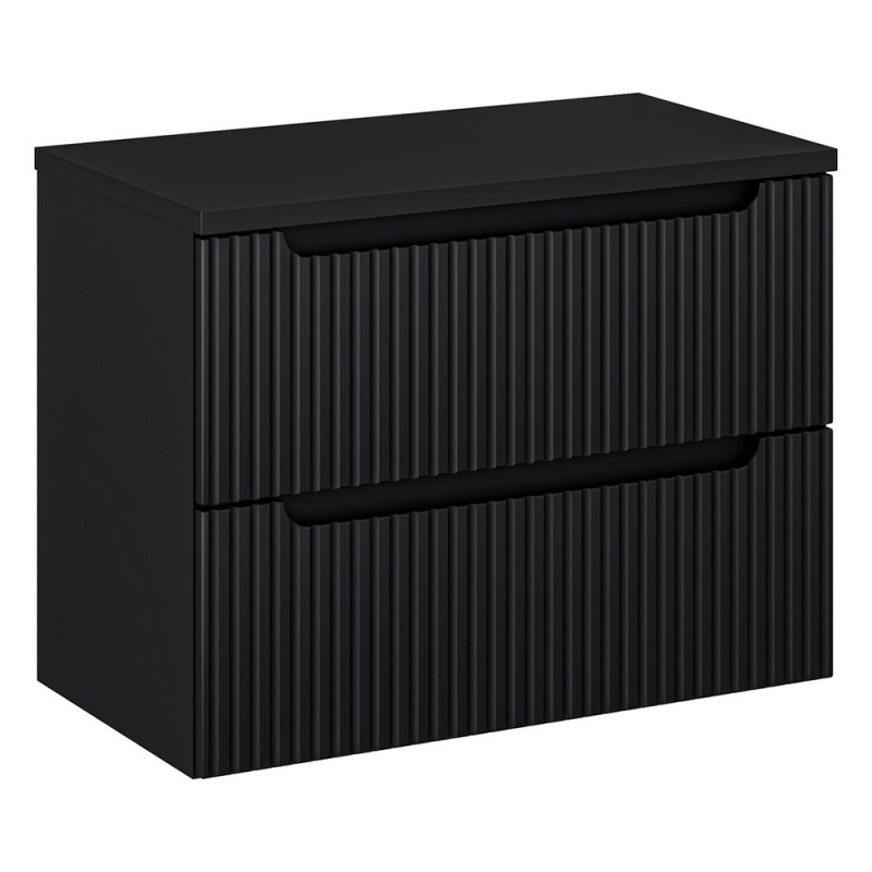 Set mobilier de baie Nova Black, MDF, PAL melaminat, negru mat, blat negru mat, L.80 cm, SET-NOB B BLACK 80CM S