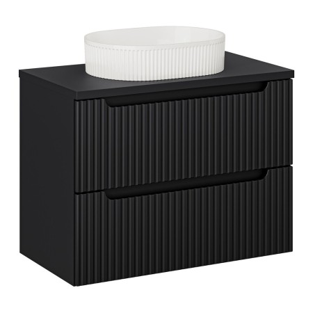 Set mobilier de baie Nova Black, MDF, PAL melaminat, negru mat, blat negru mat, L.80 cm, lavoar Beyond, SET-NOB B BLACK 80CM S UN BEYOND 5 WH