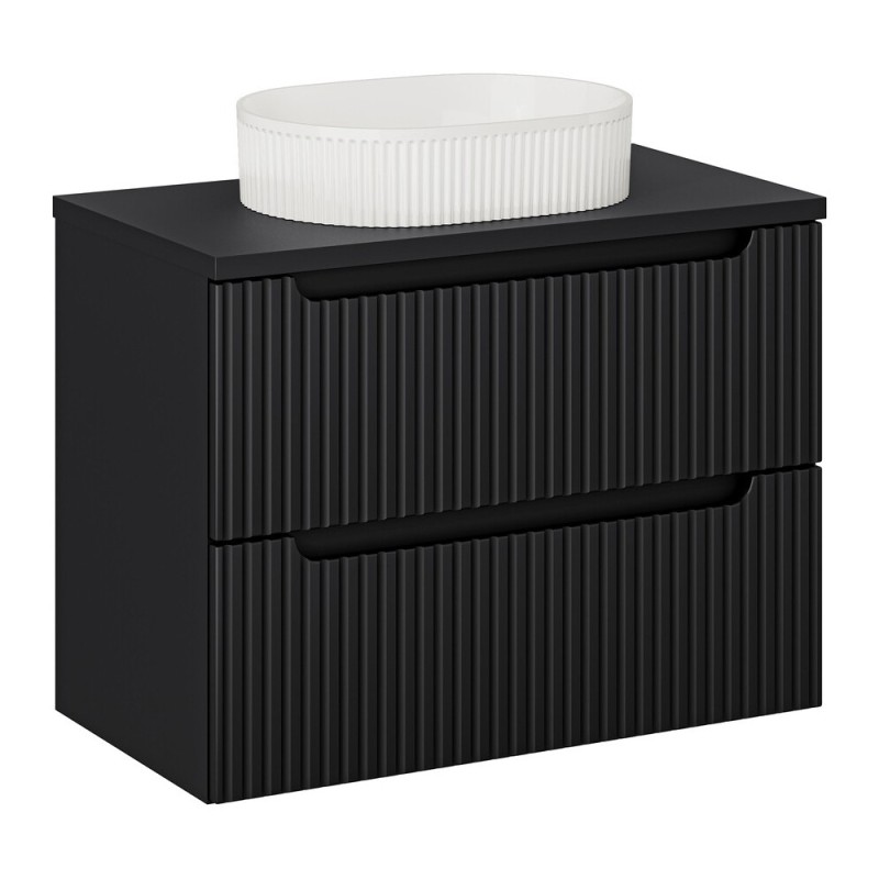 Set mobilier de baie Nova Black, MDF, PAL melaminat, negru mat, blat negru mat, L.80 cm, lavoar Beyond, SET-NOB B BLACK 80CM S UN BEYOND 5 WH