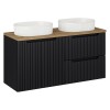 Set mobilier de baie Nova Black, MDF, PAL melaminat, negru mat, blat stejar evoke, L.120 cm, lavoare Beyond, SET-NOB B OAK 120CM UN BEYOND 5 WH