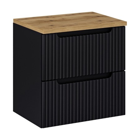 Set mobilier de baie Nova Black, MDF, PAL melaminat, negru mat, blat stejar evoke L.60 cm, SET-NOB B OAK 60CM S