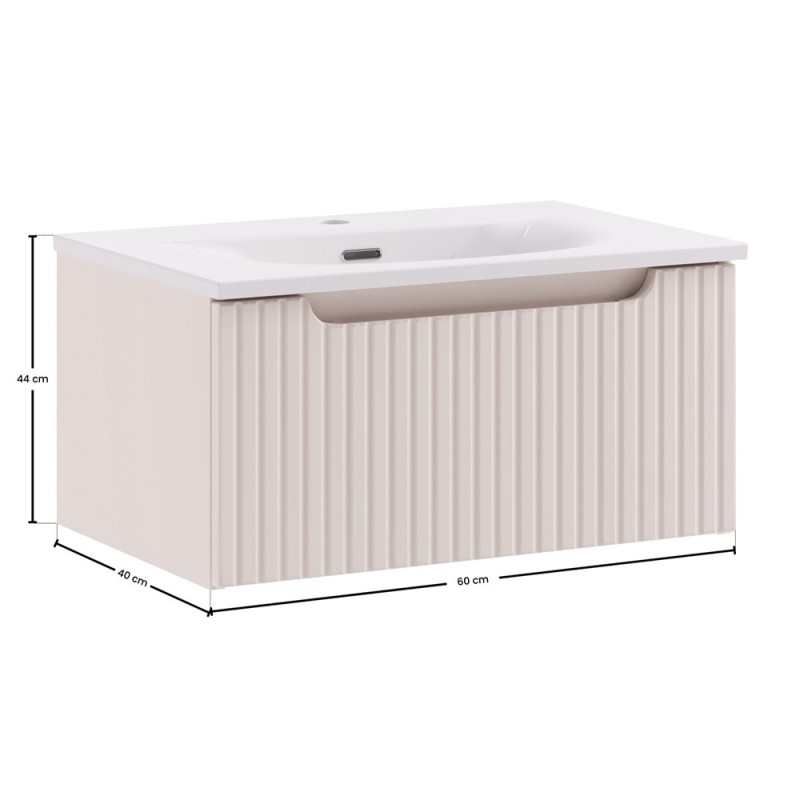 Set mobilier de baie Nova Cashmere, MDF, PAL melaminat, cashmir mat, lavoar Sky, L.60 cm, SET-NOC 60CM 1S SKY 3