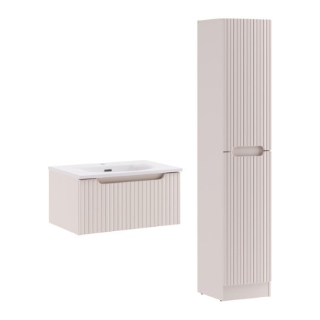 Set mobilier de baie Nova Cashmere, MDF, PAL melaminat, cashmir mat, lavoar Sky, L.60 cm, dulap inalt H.180 cm, SET-NOC 60CM 1S SKY 3 HCLB
