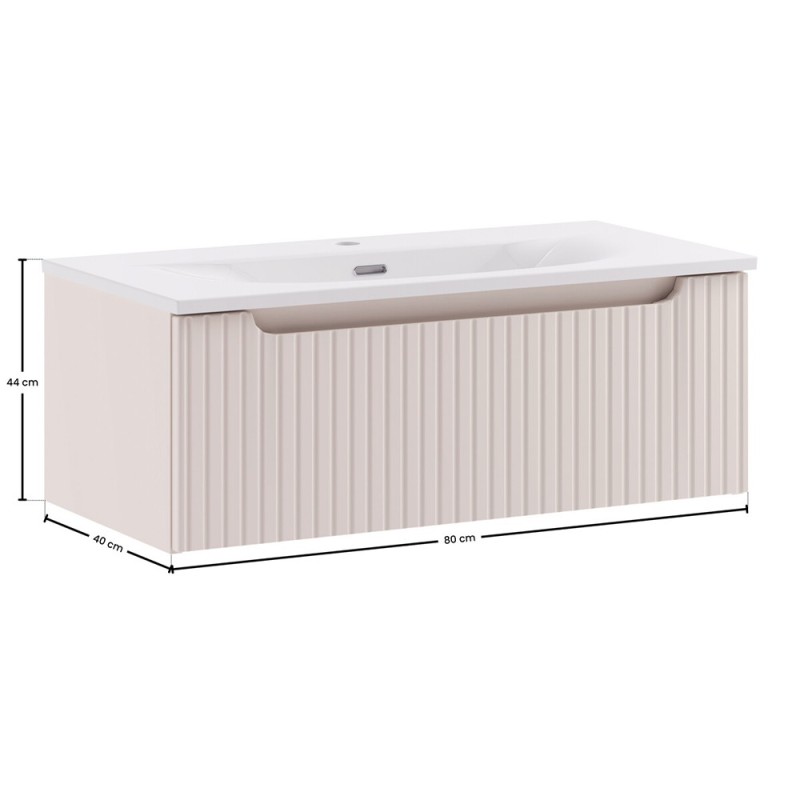 Set mobilier de baie Nova Cashmere, MDF, PAL melaminat, cashmir mat, lavoar Sky, L.80 cm, SET-NOC 80CM 1S SKY 3