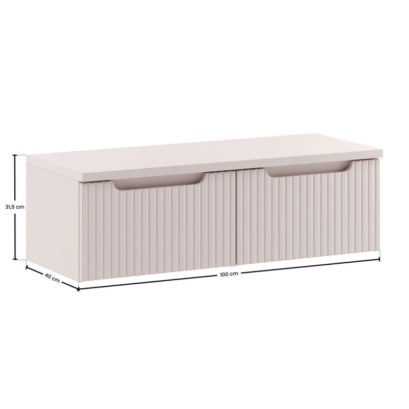 Set mobilier de baie Nova Cashmere, MDF, PAL melaminat, cashmir mat, blat cashmir mat, L.100 cm, SET-NOC B CASHMERE 100CM 1S