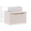 Set mobilier de baie Nova Cashmere, MDF, PAL melaminat, cashmir mat, blat cashmir mat, L.50 cm, lavoar Gaja, SET-NOC B CASHMERE 50CM 1S UN GAJA