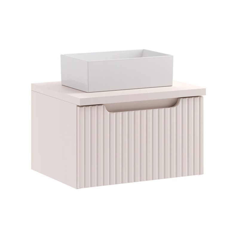 Set mobilier de baie Nova Cashmere, MDF, PAL melaminat, cashmir mat, blat cashmir mat, L.50 cm, lavoar Gaja, SET-NOC B CASHMERE 50CM 1S UN GAJA