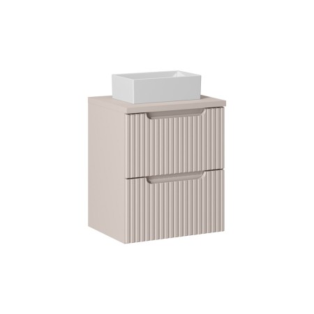 Set mobilier de baie Nova Cashmere, MDF, PAL melaminat, cashmir mat, blat cashmir mat, L.50 cm, lavoar Gaja, SET-NOC B CASHMERE 50CM S UN GAJA 35 WH