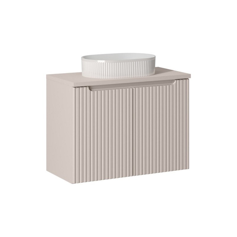 Set mobilier de baie Nova Cashmere, MDF, PAL melaminat, cashmir mat, blat cashmir mat, L.80 cm, lavoar Beyond, SET-NOC B CASHMERE 80CM D UN BEYOND 5 WH