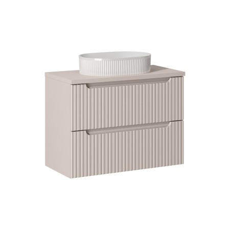 Set mobilier de baie Nova Cashmere, MDF, PAL melaminat, cashmir mat, blat cashmir mat, L.80 cm, lavoar Beyond, SET-NOC B CASHMERE 80CM S UN BEYOND 5 WH