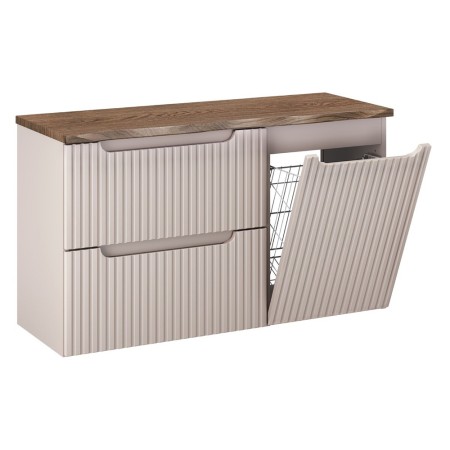 Set mobilier de baie Nova Cashmere, MDF, PAL melaminat, cashmir mat, blat stejar cassela, L.100 cm, SET-NOC B NAT CASELLA 100CM