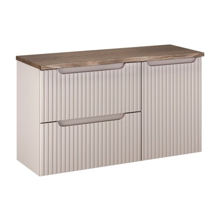Set mobilier de baie Nova Cashmere, MDF, PAL melaminat, cashmir mat, blat stejar cassela, L.100 cm, SET-NOC B NAT CASELLA 100CM