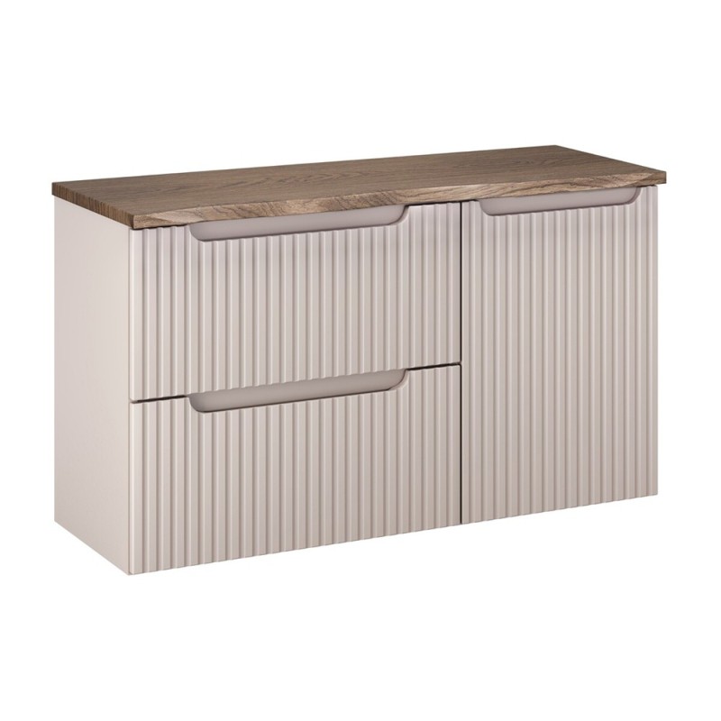 Set mobilier de baie Nova Cashmere, MDF, PAL melaminat, cashmir mat, blat stejar cassela, L.100 cm, SET-NOC B NAT CASELLA 100CM