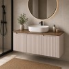 Set mobilier de baie Nova Cashmere, MDF, PAL melaminat, cashmir mat, blat stejar cassela, L.120 cm, SET-NOC B NAT CASELLA 120CM
