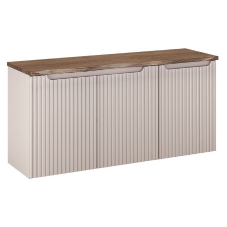 Set mobilier de baie Nova Cashmere, MDF, PAL melaminat, cashmir mat, blat stejar cassela, L.120 cm, SET-NOC B NAT CASELLA 120CM