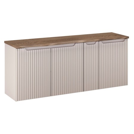 Set mobilier de baie Nova Cashmere, MDF, PAL melaminat, cashmir mat, blat stejar cassela, L.140 cm, SET-NOC B NAT CASELLA 140CM