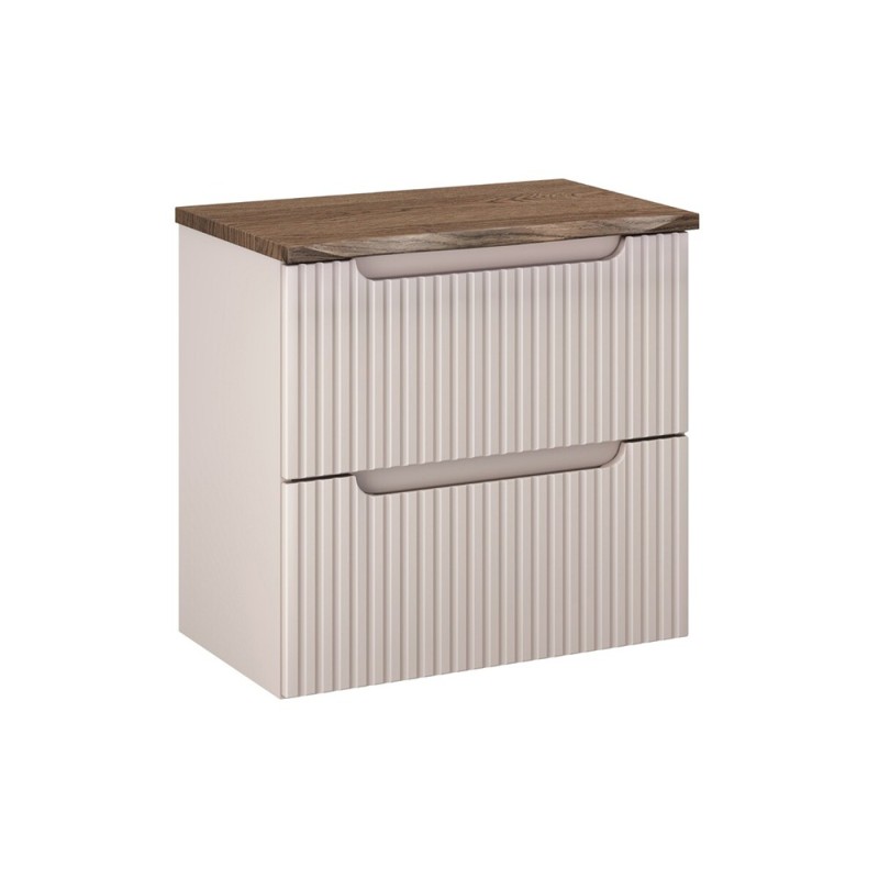 Set mobilier de baie Nova Cashmere, MDF, PAL melaminat, cashmir mat, blat stejar cassela, L.60 cm, SET-NOC B NAT CASELLA 60CM
