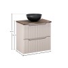 Set mobilier de baie Nova Cashmere, MDF, PAL melaminat, cashmir mat, blat stejar cassela, L.60 cm, lavoar Domi, SET-NOC B NAT CASELLA 60CM UN DOMI