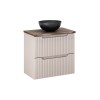 Set mobilier de baie Nova Cashmere, MDF, PAL melaminat, cashmir mat, blat stejar cassela, L.60 cm, lavoar Domi, SET-NOC B NAT CASELLA 60CM UN DOMI