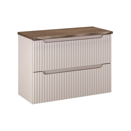 Set mobilier de baie Nova Cashmere, MDF, PAL melaminat, cashmir mat, blat stejar cassela, L.80 cm, SET-NOC B NAT CASELLA 80CM