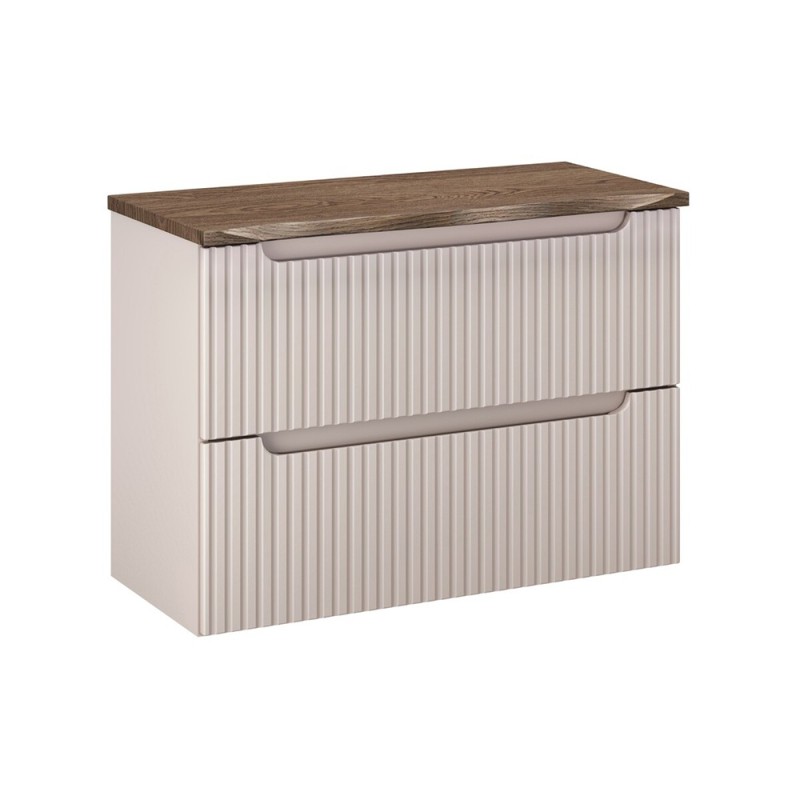 Set mobilier de baie Nova Cashmere, MDF, PAL melaminat, cashmir mat, blat stejar cassela, L.80 cm, SET-NOC B NAT CASELLA 80CM