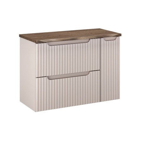 Set mobilier de baie Nova Cashmere, MDF, PAL melaminat, cashmir mat, blat stejar cassela, L.80 cm, SET-NOC B NAT CASELLA 80CM LC
