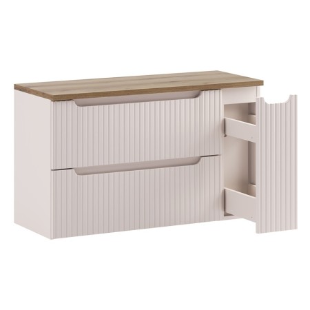 Set mobilier de baie Nova Cashmere, MDF, PAL melaminat, cashmir mat, blat stejar evoke, L.100 cm, SET-NOC B OAK 100CM S LC