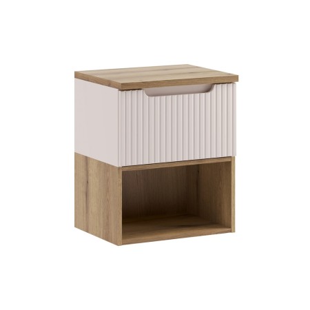 Set mobilier de baie Nova Cashmere, MDF, PAL melaminat, cashmir mat, blat stejar evoke, L.50 cm, SET-NOC B OAK 50CM 1S LR