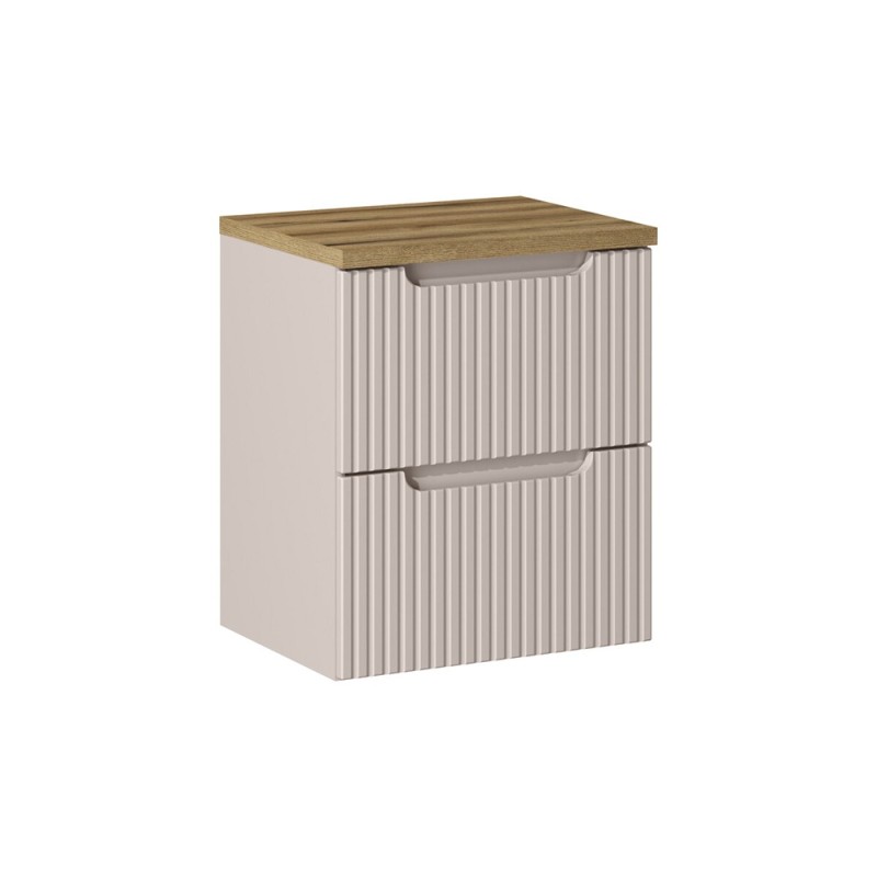Set mobilier de baie Nova Cashmere, MDF, PAL melaminat, cashmir mat, blat stejar evoke, L.50 cm, SET-NOC B OAK 50CM S