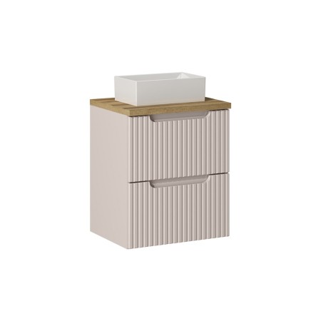Set mobilier de baie Nova Cashmere, MDF, PAL melaminat, cashmir mat, blat stejar evoke, L.50 cm, lavoar Gaja, SET-NOC B OAK 50CM S UN GAJA 35 WH