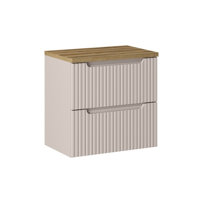 Set mobilier de baie Nova Cashmere, MDF, PAL melaminat, cashmir mat, blat stejar evoke, L.60 cm, SET-NOC B OAK 60CM S