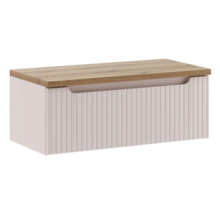 Set mobilier de baie Nova Cashmere, MDF, PAL melaminat, cashmir mat, blat stejar evoke, L.80 cm, SET-NOC B OAK 80CM 1S